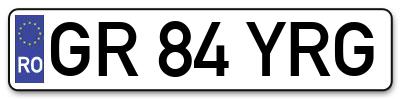 Placuta inmatriculare numar auto  GR-84-YRG, GR 84 YRG, GR84YRG