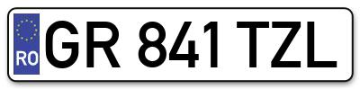 Placuta inmatriculare numar auto  GR-841-TZL, GR 841 TZL, GR841TZL