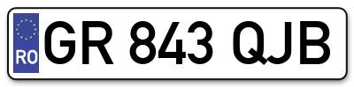 Placuta inmatriculare numar auto  GR-843-QJB, GR 843 QJB, GR843QJB