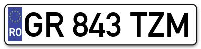 Placuta inmatriculare numar auto  GR-843-TZM, GR 843 TZM, GR843TZM