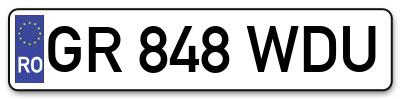 Placuta inmatriculare numar auto  GR-848-WDU, GR 848 WDU, GR848WDU