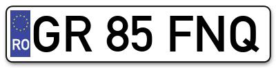 Placuta inmatriculare numar auto  GR-85-FNQ, GR 85 FNQ, GR85FNQ