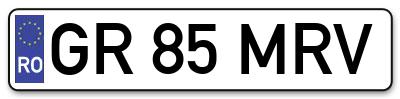 Placuta inmatriculare numar auto  GR-85-MRV, GR 85 MRV, GR85MRV