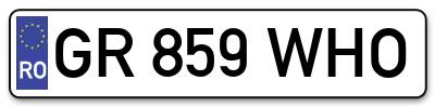 Placuta inmatriculare numar auto  GR-859-WHO, GR 859 WHO, GR859WHO
