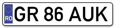 Placuta inmatriculare numar auto  GR-86-AUK, GR 86 AUK, GR86AUK