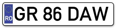 Placuta inmatriculare numar auto  GR-86-DAW, GR 86 DAW, GR86DAW