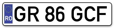 Placuta inmatriculare numar auto  GR-86-GCF, GR 86 GCF, GR86GCF
