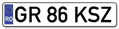 Placuta inmatriculare numar auto  GR-86-KSZ, GR 86 KSZ, GR86KSZ