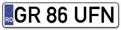 Placuta inmatriculare numar auto  GR-86-UFN, GR 86 UFN, GR86UFN