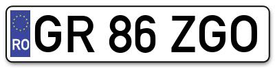 Placuta inmatriculare numar auto  GR-86-ZGO, GR 86 ZGO, GR86ZGO