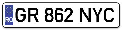 Placuta inmatriculare numar auto  GR-862-NYC, GR 862 NYC, GR862NYC