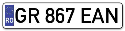 Placuta inmatriculare numar auto  GR-867-EAN, GR 867 EAN, GR867EAN