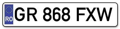 Placuta inmatriculare numar auto  GR-868-FXW, GR 868 FXW, GR868FXW