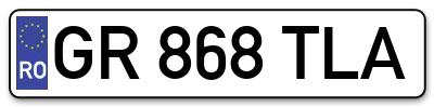 Placuta inmatriculare numar auto  GR-868-TLA, GR 868 TLA, GR868TLA