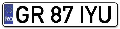 Placuta inmatriculare numar auto  GR-87-IYU, GR 87 IYU, GR87IYU
