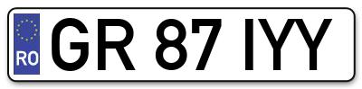 Placuta inmatriculare numar auto  GR-87-IYY, GR 87 IYY, GR87IYY