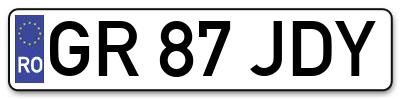 Placuta inmatriculare numar auto  GR-87-JDY, GR 87 JDY, GR87JDY