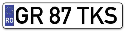 Placuta inmatriculare numar auto  GR-87-TKS, GR 87 TKS, GR87TKS
