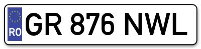 Placuta inmatriculare numar auto  GR-876-NWL, GR 876 NWL, GR876NWL