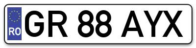 Placuta inmatriculare numar auto  GR-88-AYX, GR 88 AYX, GR88AYX