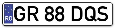 Placuta inmatriculare numar auto  GR-88-DQS, GR 88 DQS, GR88DQS