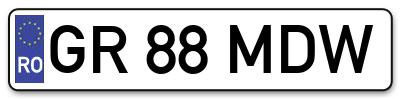 Placuta inmatriculare numar auto  GR-88-MDW, GR 88 MDW, GR88MDW