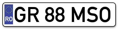 Placuta inmatriculare numar auto  GR-88-MSO, GR 88 MSO, GR88MSO