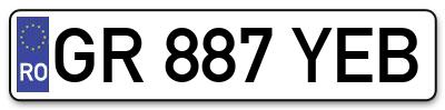 Placuta inmatriculare numar auto  GR-887-YEB, GR 887 YEB, GR887YEB