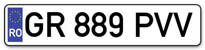 Placuta inmatriculare numar auto  GR-889-PVV, GR 889 PVV, GR889PVV