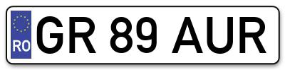 Placuta inmatriculare numar auto  GR-89-AUR, GR 89 AUR, GR89AUR