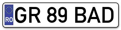 Placuta inmatriculare numar auto  GR-89-BAD, GR 89 BAD, GR89BAD