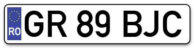 Placuta inmatriculare numar auto  GR-89-BJC, GR 89 BJC, GR89BJC