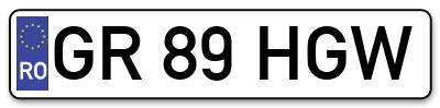 Placuta inmatriculare numar auto  GR-89-HGW, GR 89 HGW, GR89HGW