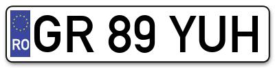 Placuta inmatriculare numar auto  GR-89-YUH, GR 89 YUH, GR89YUH
