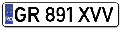 Placuta inmatriculare numar auto  GR-891-XVV, GR 891 XVV, GR891XVV