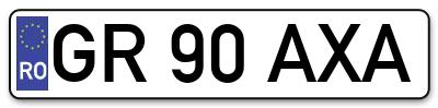 Placuta inmatriculare numar auto  GR-90-AXA, GR 90 AXA, GR90AXA