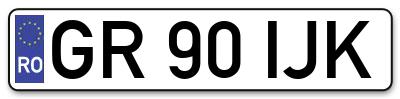 Placuta inmatriculare numar auto  GR-90-IJK, GR 90 IJK, GR90IJK