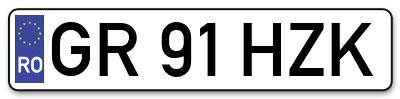 Placuta inmatriculare numar auto  GR-91-HZK, GR 91 HZK, GR91HZK