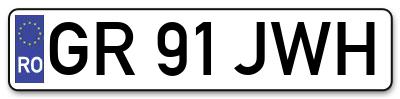 Placuta inmatriculare numar auto  GR-91-JWH, GR 91 JWH, GR91JWH