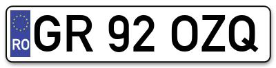 Placuta inmatriculare numar auto  GR-92-OZQ, GR 92 OZQ, GR92OZQ