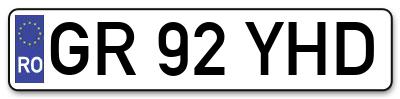 Placuta inmatriculare numar auto  GR-92-YHD, GR 92 YHD, GR92YHD