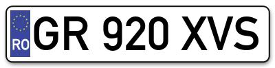 Placuta inmatriculare numar auto  GR-920-XVS, GR 920 XVS, GR920XVS