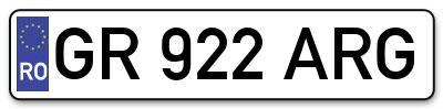Placuta inmatriculare numar auto  GR-922-ARG, GR 922 ARG, GR922ARG
