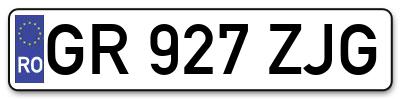 Placuta inmatriculare numar auto  GR-927-ZJG, GR 927 ZJG, GR927ZJG