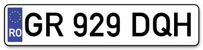 Placuta inmatriculare numar auto  GR-929-DQH, GR 929 DQH, GR929DQH