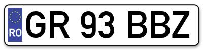 Placuta inmatriculare numar auto  GR-93-BBZ, GR 93 BBZ, GR93BBZ