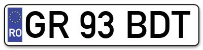 Placuta inmatriculare numar auto  GR-93-BDT, GR 93 BDT, GR93BDT