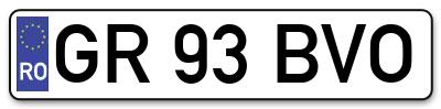Placuta inmatriculare numar auto  GR-93-BVO, GR 93 BVO, GR93BVO