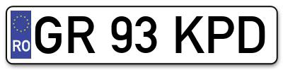 Placuta inmatriculare numar auto  GR-93-KPD, GR 93 KPD, GR93KPD