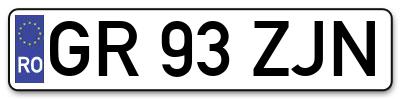 Placuta inmatriculare numar auto  GR-93-ZJN, GR 93 ZJN, GR93ZJN
